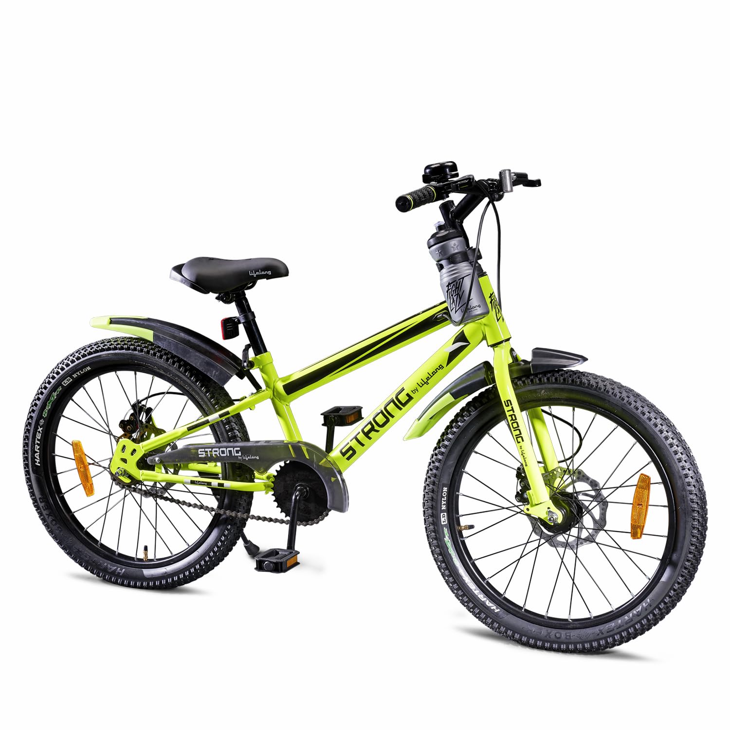Lifelong Strong 20T SS Kids' Cycle for Ages 5-9|Steel Frame, Dual Disc Brakes|Adjustable Saddle|Chain Cover|Steel Rim with Black ED Spokes |Mudguards|Water Bottle with Holder|Multi Speed Gear