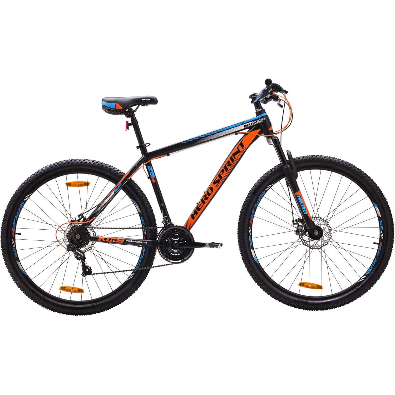 Hero Unisex 21-Speed Sprint Pro Kixs 29T Mountain Bicycle with Frame (17 Inches, Black & Orange)